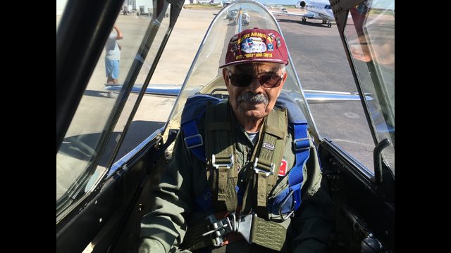 Frank in the cockpit of the T-6 Texan